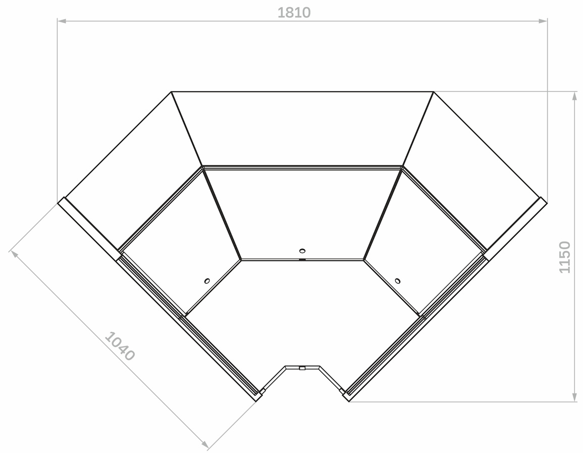 Холодильная витрина CARBOMA BAVARIA 4 GC110 VV‑6‑1 2.0 динамика без боковин (внутренний угол) 