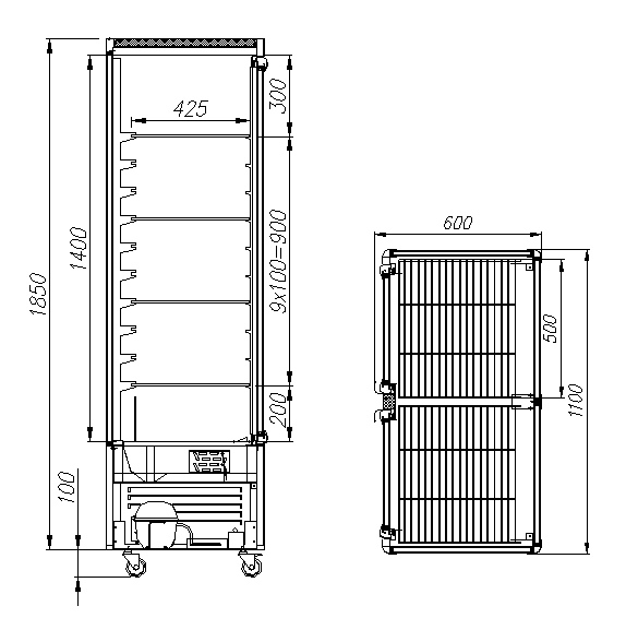 Кондитерская витрина CARBOMA R800C LATIUM (D4 VM 800‑1), 2 дверцы, стеклянные полки 