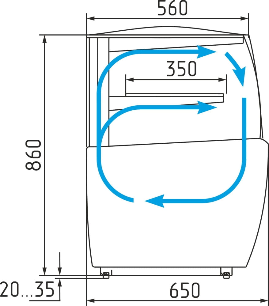 Кондитерская витрина CARBOMA MINI ВХСв‑1,3д FLANDRIA LIGHT (K70 VM 1,3‑12) 