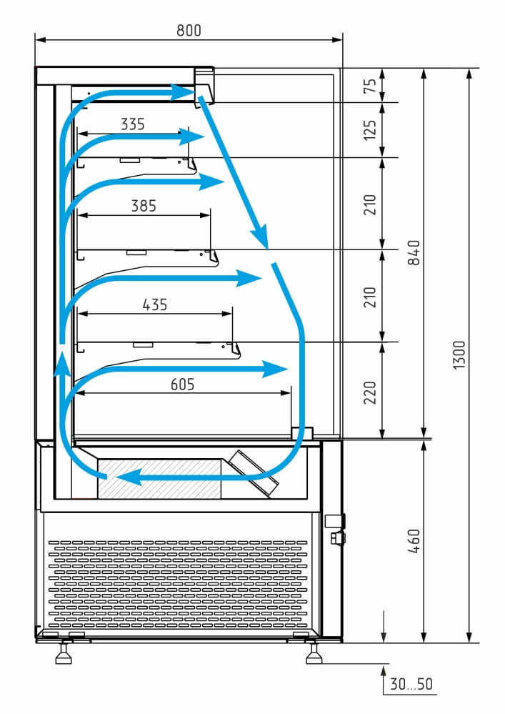 Кондитерская витрина CARBOMA COSMO KC78‑130 VV 1,2‑2 открытая 