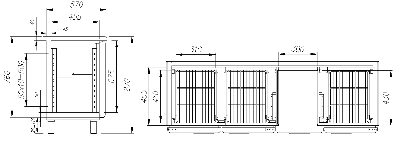 Холодильный стол CARBOMA T57 M3‑1‑G 9005 (BAR‑360C) 