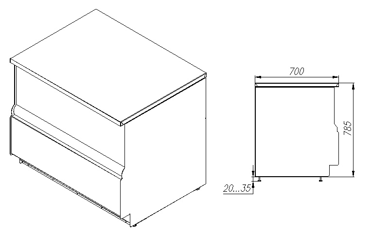 Неохлаждаемый прилавок CARBOMA CUBE KC70 N 0,9‑7 (П‑0,9) 